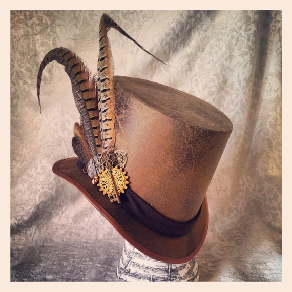 Steampunk Hat, Full Size Top Hat, Vegan Top Hat, Custom Top  display picture 1