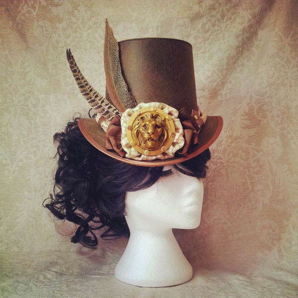 Steampunk hat, Full Size Top Hat, Vegan Top Hat, Custom Top Hat, Cosplay costume, Steampunk Wedding, Festival Hat, Dieselpunk costume hat