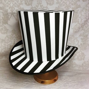 Striped hat, Undecorated top hat, black and white hat, full size top hat, diy top hat, historic hat to decorate, Cosplay hat, DIY hat