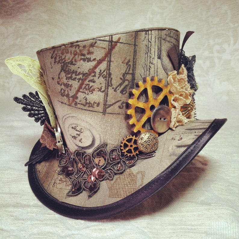 Steampunk Hat Mini Top Hat Tea Party Hat Gothic Lolita Hat Etsy