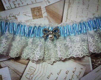 Vintage Garter.  wedding garter, bridal garter, lace garter, blue garter, something blue, luxury garter, keepsake, heirloom, lingerie