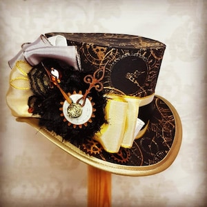 Steampunk Hat, Mini Top Hat, Tea Party, Gothic Hat, Lolita Cosplay, Women Steampunk Hats, Steampunk costume, Cute mini hat, Fascinator hat