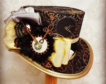Clockwork Couture Steampunk-minihoge hoed, tandwielen en tandwielen