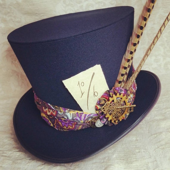 Handmade Feather Linen Top Hat Handmade Feather Linen Top Hat
