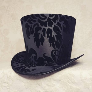 Black Brocade Top hat, Full size top hat, Historic hat, Top hat to decorate, Cosplay costume hat, Plain hat, Steampunk top hat, Handmade