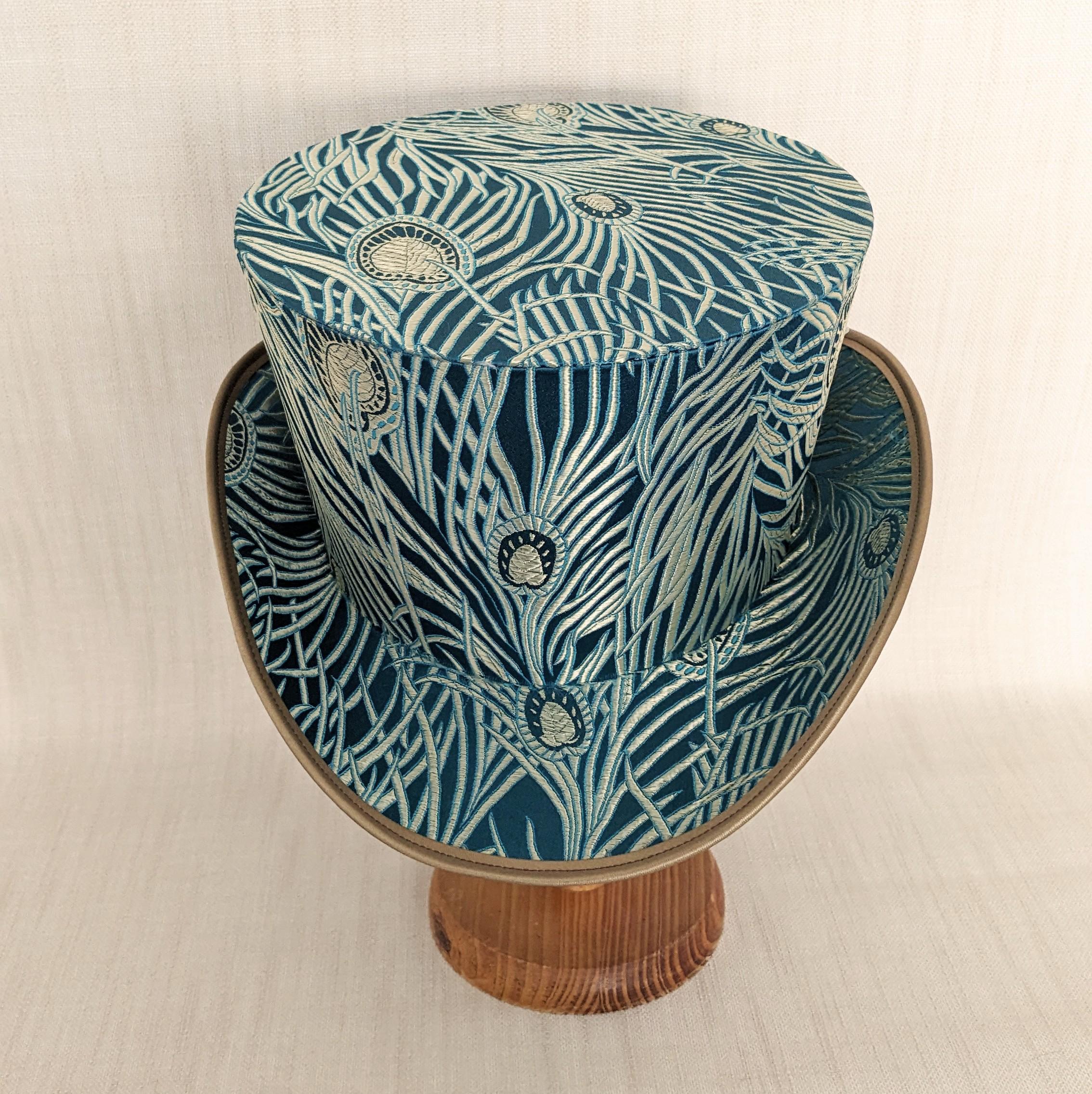 Teal Cloud-Patterned Adult Top Hat Turquoise Top Hat, Peacock Top Hat, Teal Top Hat, Festival  main image 2