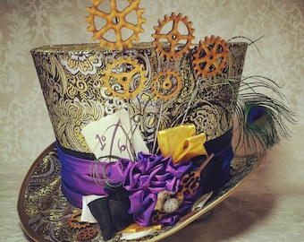 Customized Top Hat, Personalized hat gift for him or her. Steampunk, Festival, LARP COSTUME
