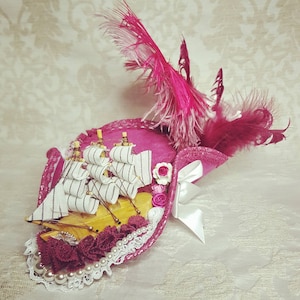 Pinker Dreispitz, Tricorne, Pinch Hütchen für Piratenfeste, historische Kostüme, Mittelaltermessen und LARP Events. Piratenhut, Nautisches Kostüm.