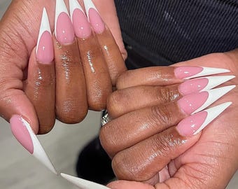 White Elegant Press On Nails | Bridal Nail Art | White Nails | Sculpted Luxury Press Ons | Elegant Wedding Nails