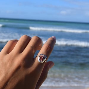 Bague en argent sterling hawaïenne chaldéenne en coquillage conique, ornée d'un cône.