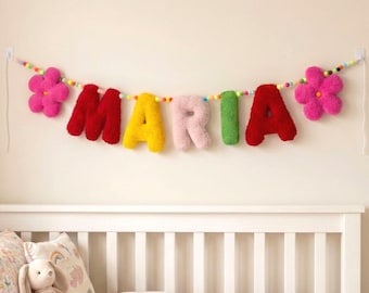 Custom Baby Name Garland, Nursery Banner, Toddler Girl Room Decor, Kids Bedroom Personalized