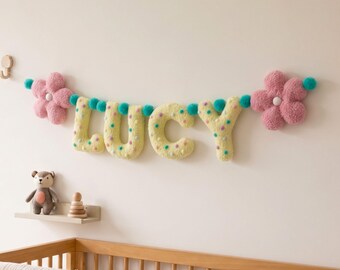 Personalized Name Garland for Nursery — Handmade Letter Banner, Toddler Room Decor, Baby Name Sign