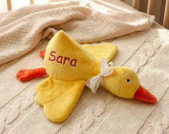 Personalized Goose Plush with Embroidered Name, Handmade 40 cm Stuffed Animal