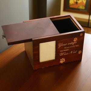 Personalized Wooden Pet Urn with Photo Frame Wooden Dog or Cat Ashes Box Custom Memorial Urn Pet Cremation Keepsake Box with Lid Pet urn