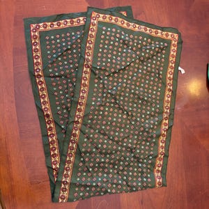 Vintage Green Patterned Scarf Made in Japan