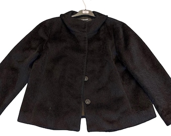 EILEEN FISHER / Lana de alpaca / Chaqueta Suki cepillada / Broches negros / Talla S / Perú