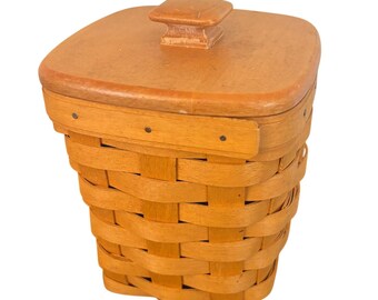Longaberger | Spoon Basket with Wood Lid and Divider | 1999 Dresden Ohio USA