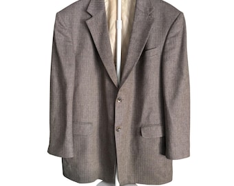Barrington | Mens 46R | Silk Wool | Herringbone | Blazer Sport Coat Grey Black