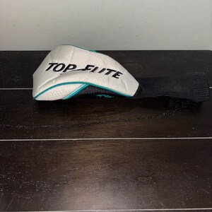 Top Flite Aero | Driver Golf Club Headcover | Black White Teal | Knit Sock image 3