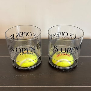 US Open Official Ball 1999 HOWW Tennis Ball Acrylic Cups, Set of 2