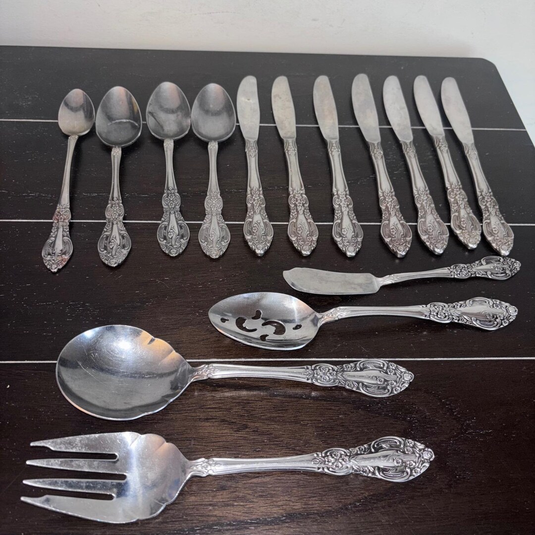 Vintage | Springtime | Stainless Japan Ornate Floral Serving and ...