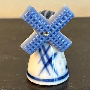Blåvit Keramik Väderkvarn | Minifigur | Rörliga Blad Delft-stil 4,7 cm