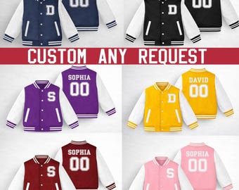 Custom Kids Varsity Jacket, Kids Sports Jacket, Name Number Baseball, Number Varsity, Custom Unisex Varsity,Kid Baseball Jacket, Name Jacket