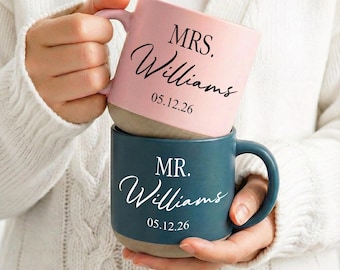 Personalisierte Paar Keramiktassen, Mr und Mrs Tasse, Mann und Frau Tassen, Benutzerdefinierte Hochzeitsgeschenk Tassen, neue Braut und Bräutigam Set, Geschenk für Paare