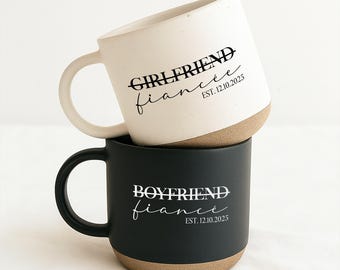 Personalised Engagement Pottery Mug, Custom Wedding Mugs, Custom Fiance and Fiancee Mug, Engagement Gifts, Gift for Fiance & Fiancee