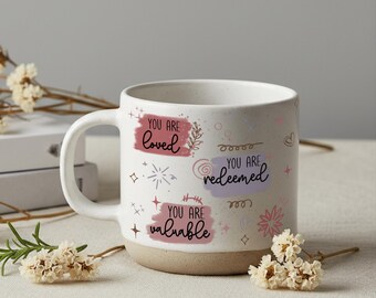 Wie ik ben in Christus, christelijke mok, mok bijbelvers, positieve koffiemok, bijbelstudiecadeau, christelijke geschenken, affirmaties voor vrouwen, Jezus