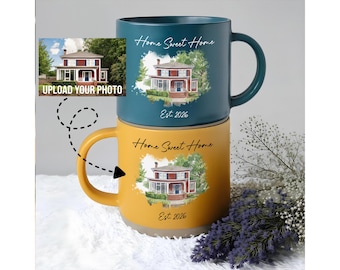 Custom Home Mug, Housewarming Gift, Personalized Home Mug, New Home Mug, House Warming Gift Idea, Real Estate Gift, Portrait Home