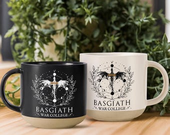Basgiath War College boekmok, leesgrage oorlog koffiemok, Dragon Rider Cup, fantasy schoolse cadeau, cadeau boekenliefhebber, mok fantasylezer