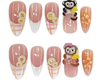 Kawaii Monkey Press On Nails