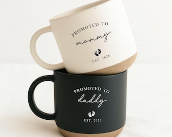 Promoted to Parents Mug, Pregnancy Announcement Mug Gift for Dad Mom, Gift for New Dad, First Time Mom and Dad Est. Mugs, Baby Shower Gift