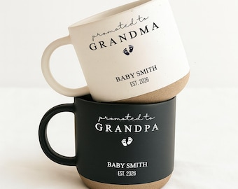 Promoted to Grandma/Grandpa Mug EST 2026 Pregnancy Announcement Grandparents Mug First Time Grandpa Gift For New Grandma New Grandpa Mug