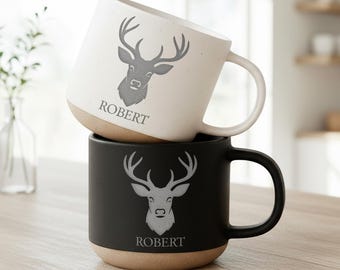 Personalized Whitetail Deer Engrave Mug, Nature Lover Hunting Gift