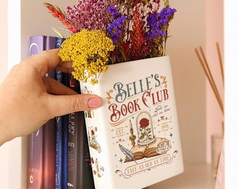 Belle's Book Club Book Vase, Beauty N The Beast Decor Gift, Tale As Old As Time Belle’s Book Cafe Decor, Book Lover Gift, Gift For Bookish,