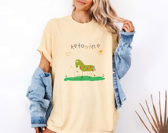 Chemise cheval drôle en kétamine, t-shirt graphique mignon, chemise pour amoureux des chevaux, chemise d'étudiant en médecine, chemise esthétique, vêtement unisexe