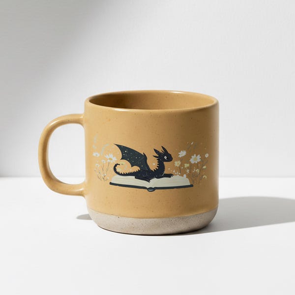 Fantasy Dragon Pottery Mug, Fantasy Bookish Mug, 4th Wing Merch, Book Lover Gift, Bookish Coffee Cup, Dragon Home Decor for Reader,Book Gift