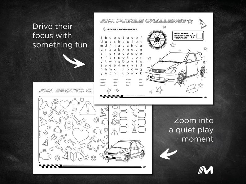 Printable Car Activity Pack for Kids | JDM Hot Hatch Theme | A4 + US ...
