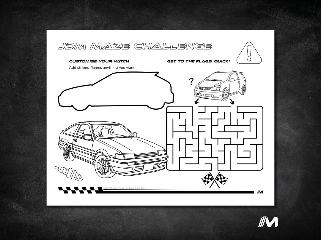 JDM Maze Challenge | Printable Maze for Car Fans | Customise Your Hatch ...