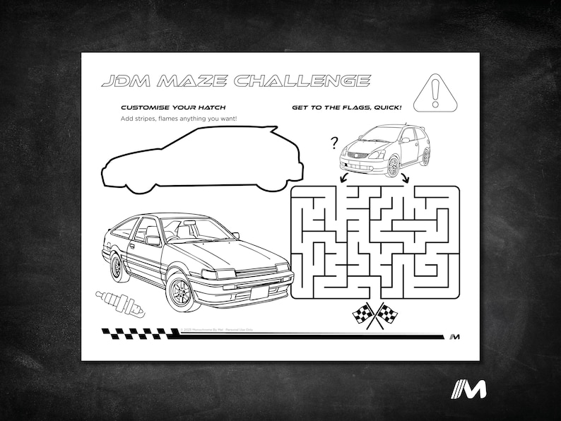 JDM Maze Challenge | Printable Maze for Car Fans | Customise Your Hatch ...