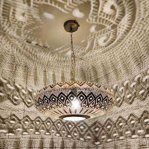 Moroccan Brass Pendant Light, Moroccan Light Fixtures, Pendant Lighting, Simple Moroccan pendant lamp