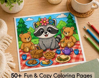Livro de colorir de animais da floresta: mais de 50 páginas divertidas da natureza para crianças ou adultos (download digital)