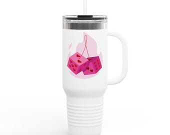Dice Fun 40oz Insulated Travel Mug | Gaming Dice Pattern, Tabletop Accessories