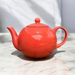 Vintage Orange Ceramic Teapot – Made in Portugal for Himark