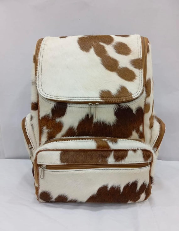 Handmade Cowhide Hair on Leather Backpack Genuine Fur Travel  display picture 3