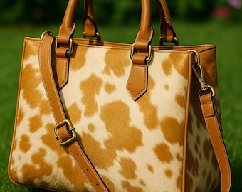 Handgefertigte Rindsleder Umhängetasche: Hair-On Leather, Western Style