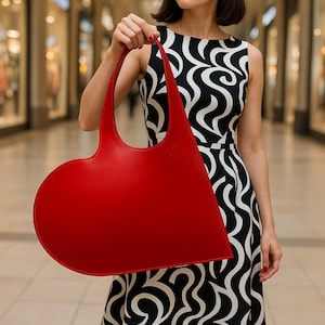 Handmade Heart Shaped Shiny Leather Bag for Women –  Shoulder Bag, Unique Gift for Her