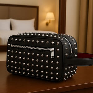 Black Studded Leather Travel Bag: Punk Rock Gothic Duffle